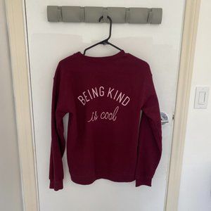 Wholesome Culture Burgundy Crewneck Sweatshirt Small - Being Kind is Cool